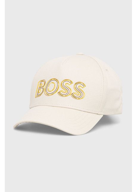 Boss sapca din bumbac boss athleisure culoarea bej cu imprimeu