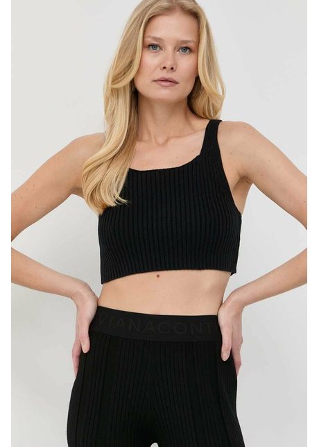 Boss top din bumbac culoarea negru