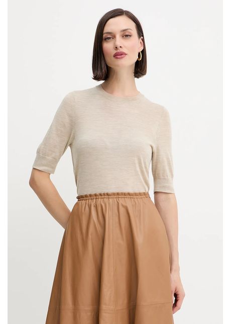 BOSS tricou de lână culoarea bej, 50544996