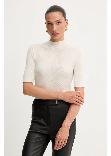 Boss tricou de l n culoarea bej cu turtleneck 50542885