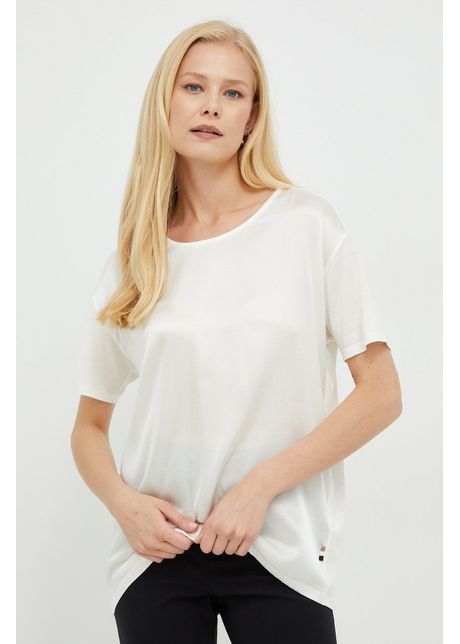 Boss tricou din amestec de m tase culoarea bej 50457656