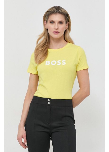 Boss tricou din bumbac culoarea galben 50468356