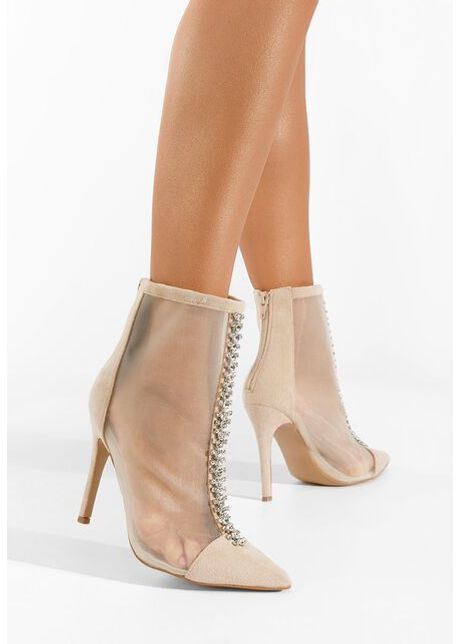 Botine cu toc subtire cenza bej