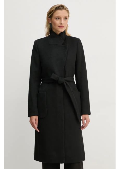 Bruuns bazaar palton de lana catarinabbperle coat culoarea negru de tranzitie bbw4107