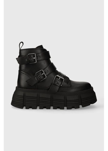 Buffalo botine ava ankle boot femei culoarea negru cu platforma izolare usoara 1224016