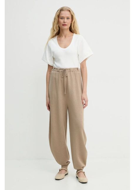 By malene birger pantaloni tevana femei culoarea bej neted q72551002