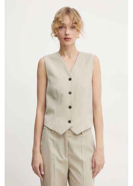By malene birger vesta occa culoarea bej un singur rand de nasturi 103131