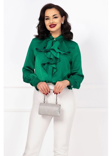 Camasa texturata cu jabou amplu eleganta verde