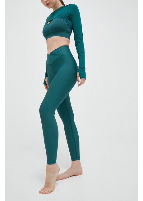 Casall jambiere de yoga culoarea verde neted