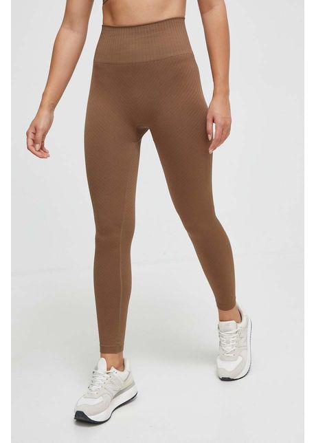 Casall jambiere de yoga seamless graphical rib culoarea maro neted