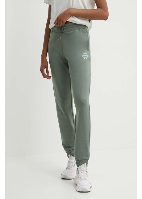 Casall pantaloni de trening din bumbac culoarea verde cu imprimeu