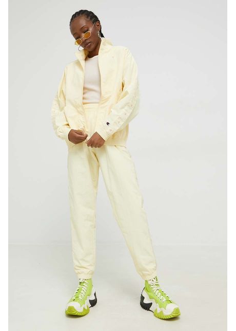 Champion pantaloni de trening femei culoarea galben cu imprimeu