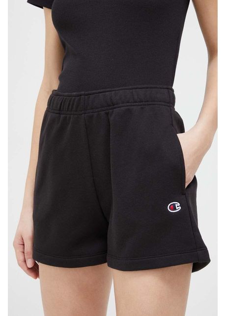 Champion pantaloni scurti femei culoarea negru neted high waist