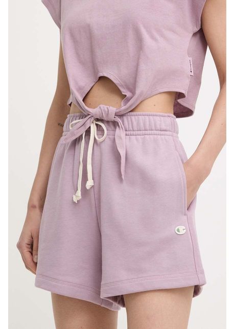 Champion pantaloni scurti femei culoarea violet neted high waist e10009