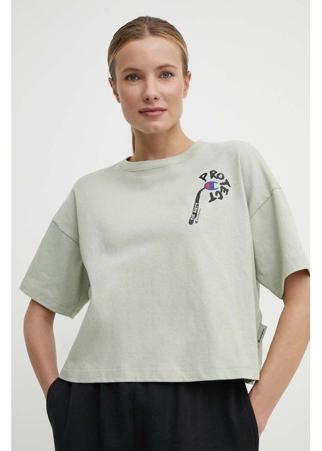 Champion tricou din bumbac femei culoarea verde 117231