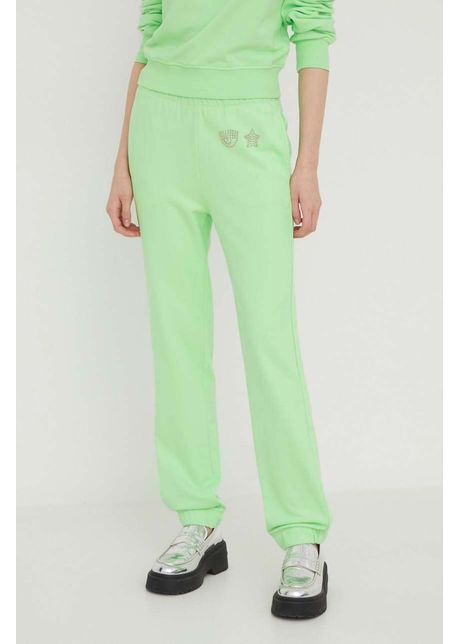 Chiara ferragni pantaloni de trening culoarea verde cu imprimeu