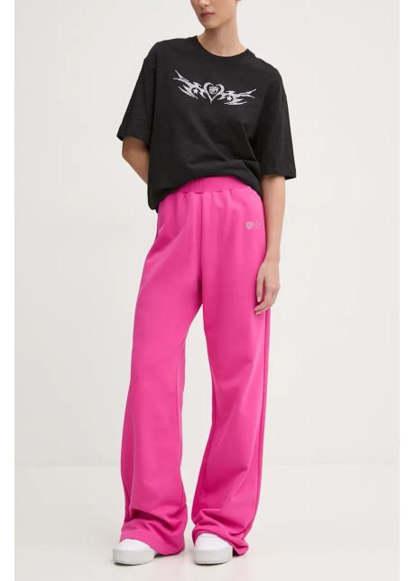 Chiara ferragni pantaloni de trening din bumbac culoarea roz neted 77cbak03