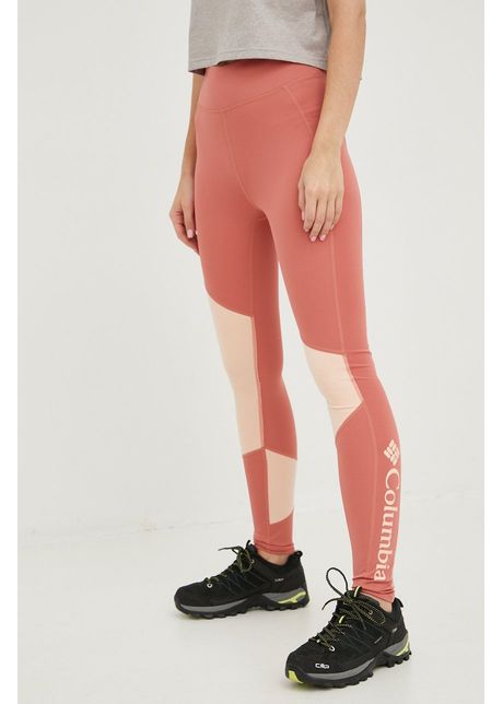 Columbia leggins sport lodge colorblock femei culoarea portocaliu cu imprimeu