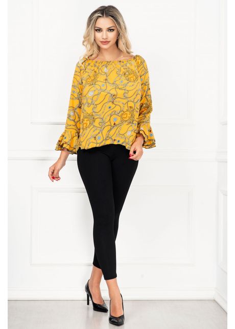 Compleu dama elegant eliza galben lejer cu volane la maneci by inpuff