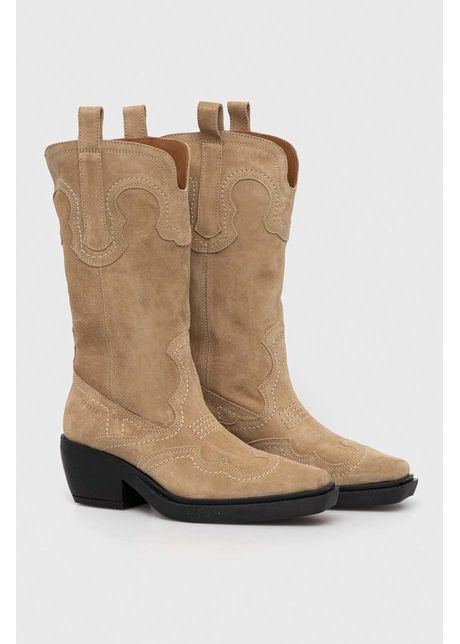 Copenhagen cizme de cowboy din piele intoarsa femei culoarea bej cu toc drept cph233