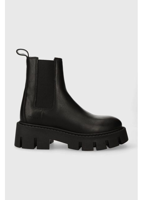Copenhagen ghete chelsea de piele femei culoarea negru cu platforma cph137 vitello