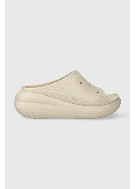 Crocs papuci classic crush slide femei culoarea bej cu platform 208731
