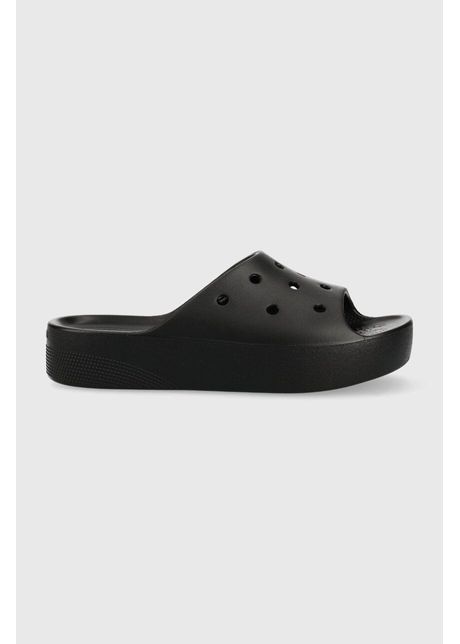 Crocs papuci classic platform slide femei culoarea negru cu platform 208180