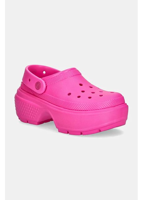 Crocs papuci stomp clog femei culoarea roz cu platforma 209347