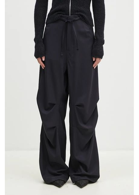 DARKPARK pantaloni de lână Daisy culoarea bleumarin, lat, high waist, WTR42.FAW04.0051