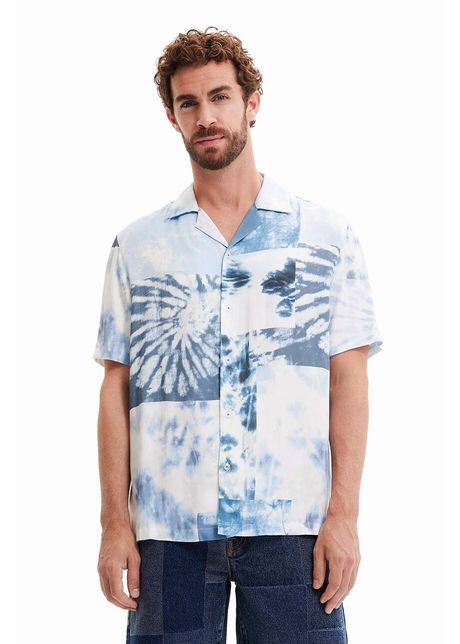 Desigual camasa barbati culoarea albastru marin cu guler clasic regular