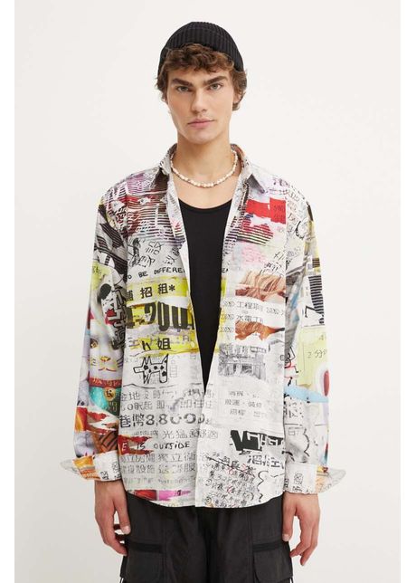 Desigual camasa din bumbac amaury barbati culoarea gri cu guler clasic relaxed 24wmcw11
