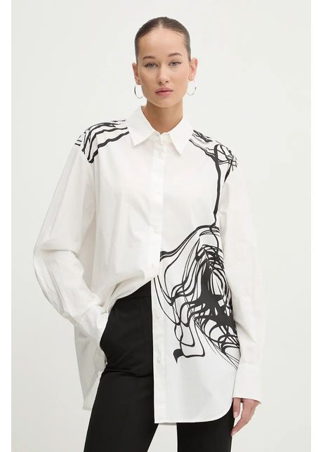 Desigual camasa din bumbac fukuoka femei culoarea alb cu guler clasic relaxed 24wwcw12