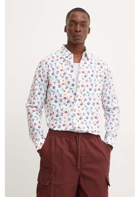 Desigual camasa din bumbac nevada barbati culoarea alb cu guler clasic regular 24wmcw29