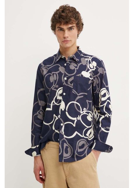 Desigual camasa din bumbac samson barbati culoarea albastru marin cu guler clasic regular 24wmcw26