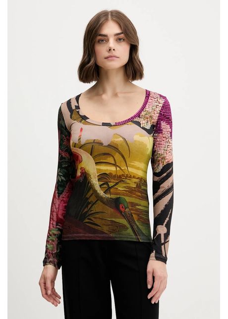 Desigual longsleeve JAPON LACROIX culoarea bej, 25WWTK38