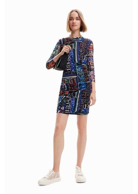 Desigual rochie culoarea negru mini mulata