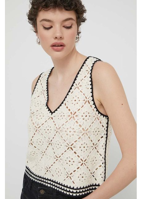 Desigual top karen femei culoarea bej 24swtkas