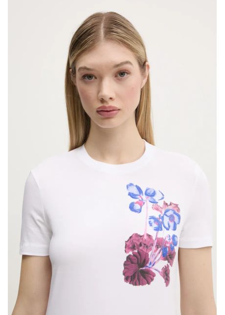 Desigual tricou botanical la femei culoarea alb 25swtk48