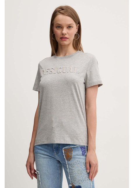 Desigual tricou din bumbac brandy femei culoarea gri 24wwtk24