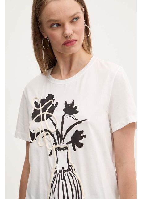 Desigual tricou din bumbac shadow femei culoarea alb 24wwtk11