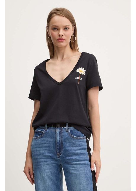 Desigual tricou din bumbac vini femei culoarea negru 24wwtk41