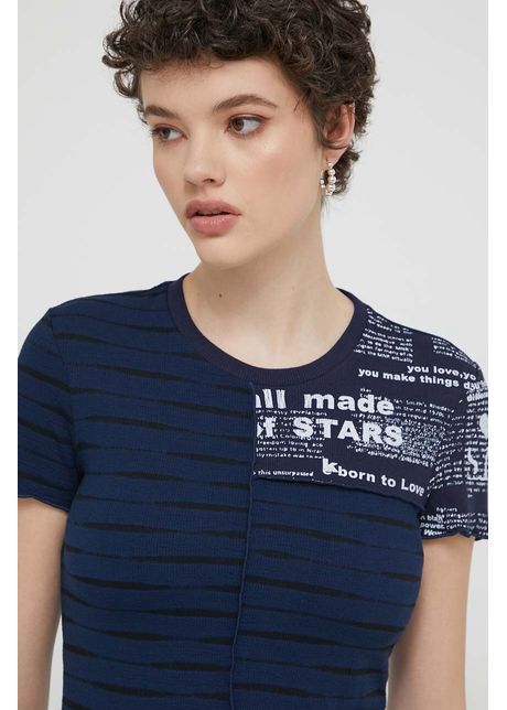 Desigual tricou femei culoarea albastru marin
