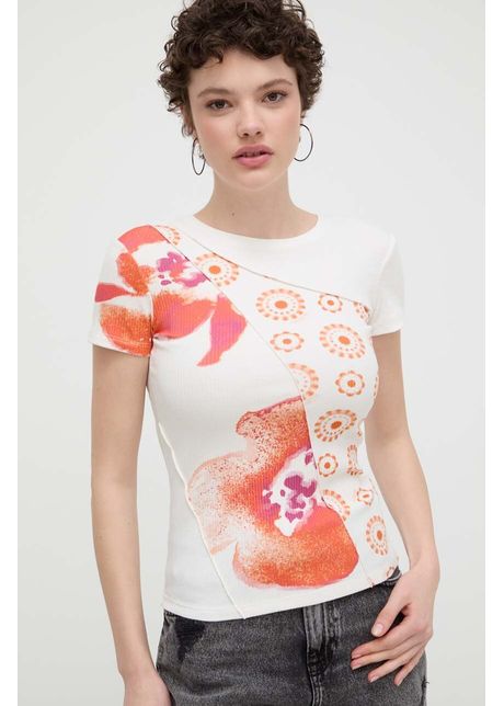 Desigual tricou oran femei culoarea bej 24swtk96