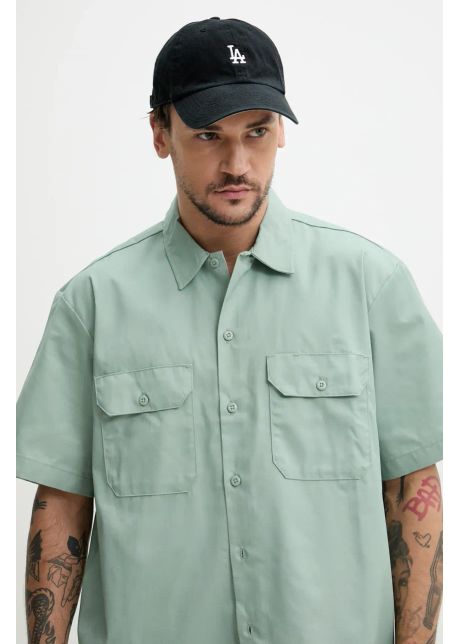 Dickies camasa barbati culoarea verde cu guler clasic regular