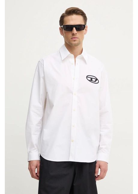 Diesel camasa din bumbac s simply d shirt barbati culoarea alb cu guler clasic regular a14634 0pcal