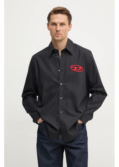 Diesel camasa din bumbac s simply d shirt barbati culoarea negru cu guler clasic regular a14634 0pcal