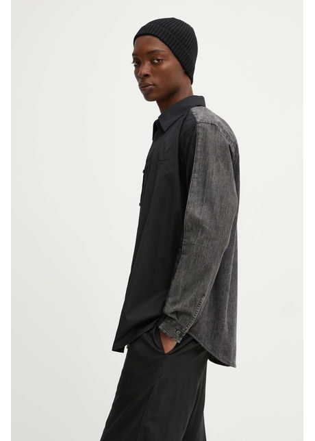 Diesel camasa din bumbac s simply dnm barbati culoarea negru cu guler clasic regular a14413 0cbcp