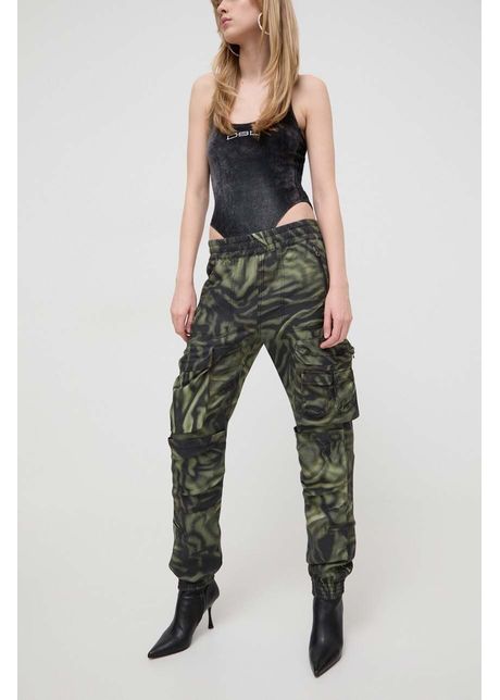 Diesel pantaloni femei culoarea verde fason cargo high waist a12216 0wgal