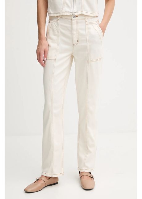 Dkny pantaloni culoarea bej, drept, high waist, P5DKXB18