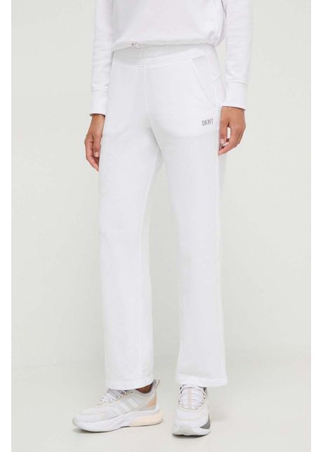 Dkny pantaloni de trening culoarea alb neted
